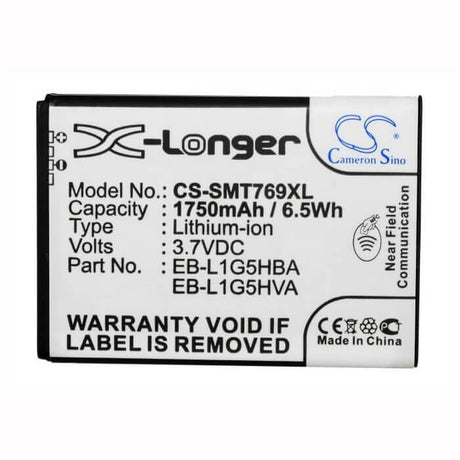 3.7V, Li-ion, 1750mAh, SmartPhone battery fits T-mobile, At&t, Samsung, Eb-l1g5hba, Galaxy Exhilarate, Galaxy Exhilarate 4g, 6.48Wh Mobile, SmartPhone Cameron Sino Technology Limited (Smartphone)