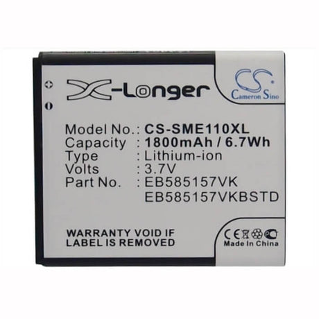 3.7V, Li-ion, 1800mAh, SmartPhone battery fits Samsung, Eb585157vk, Celox, Galaxy S Ii Hd Lte, 6.66Wh Mobile, SmartPhone Cameron Sino Technology Limited (Smartphone)