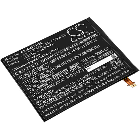 3.8V, Li-Polymer, 3000mAh, Tablet battery fits Samsung, Eb-bt230fbe, 403sc, Degas, 11.40Wh Tablet Cameron Sino Technology Limited