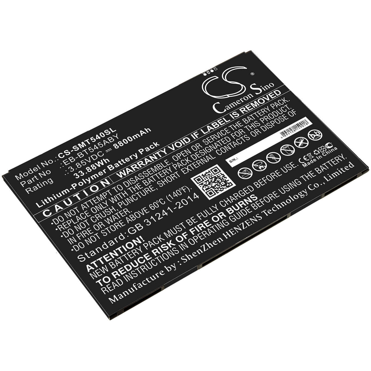 Tablet Battery For Samsung, Sm-t540, Sm-t545, Sm-t547 3.85v, 8800mah - 33.88wh Tablet Cameron Sino Technology Limited
