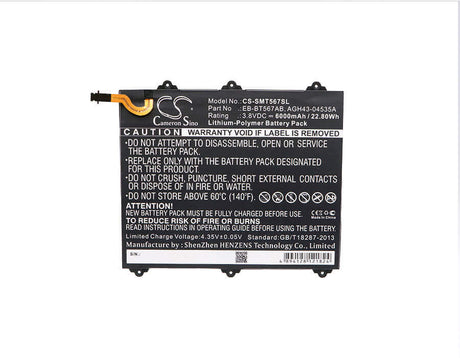 3.8V, Li-Polymer, 6000mAh, Tablet battery fits Samsung, Eb-bt567aba, Galaxy Tab E 9.6 Xlte, Sm-t560nu, 22.80Wh Tablet Cameron Sino Technology Limited