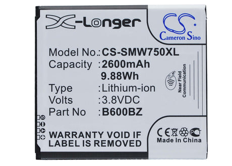 3.8V, Li-ion, 2600mAh, SmartPhone battery fits Verizon, Samsung, (Black),B600bz, Ativ Se, Ativ Se Neo, 9.88Wh Mobile, SmartPhone Cameron Sino Technology Limited (Smartphone)