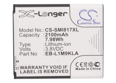 3.8V, Li-ion, 2100mAh, SmartPhone battery fits Samsung, Eb-l1m9kla, Ativ S Neo, Cronus Lte, 7.98Wh Mobile, SmartPhone Cameron Sino Technology Limited (Suspended)