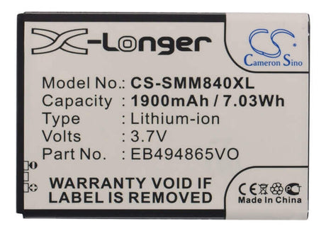 3.7V, Li-ion, 1900mAh, SmartPhone battery fits Samsung, Boostmobile, Eb494865vo, Galaxy Prevail 2, Galaxy Prevail Ii, 7.03Wh Mobile, SmartPhone Cameron Sino Technology Limited (Smartphone)