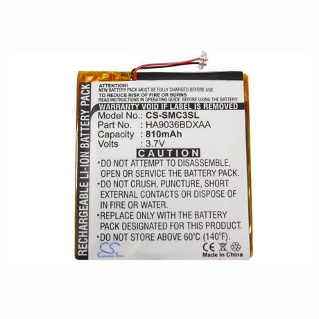 3.7V, Li-Polymer, 810mAh, Media Player battery fits Samsung, Ha9036bdxaa, Yp-cp3, Yp-cp3ab/xsh (4g), 3Wh Media Player Cameron Sino Technology Limited