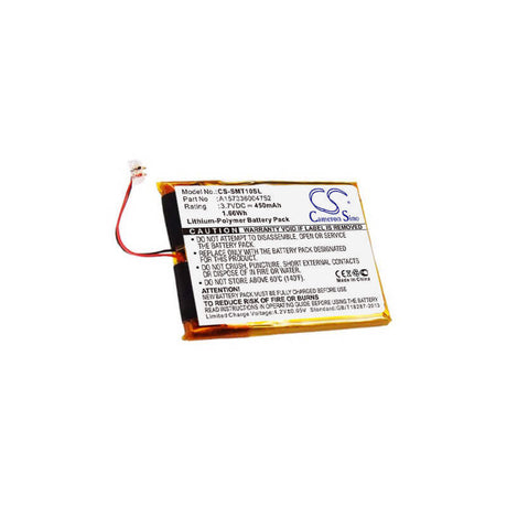 3.7V, Li-Polymer, 450mAh, Media Player battery fits Samsung, A157336004752, Yp-t10j, Yp-t10jab, 1.67Wh Media Player Cameron Sino Technology Limited