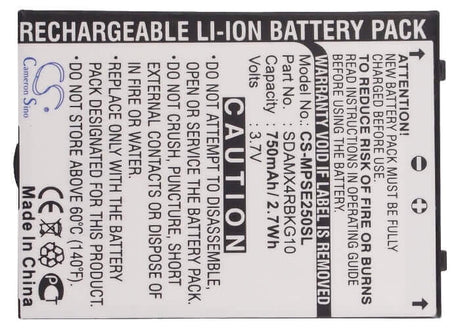 3.7V, Li-ion, 750mAh, Media Player battery fits Sandisk, 54-57-00046, Sansa E200, Sansa E250, 2.78Wh Media Player Cameron Sino Technology Limited (Suspended)