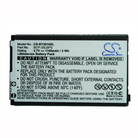 3.7V, Li-ion, 1100mAh, SmartPhone battery fits Sanyo, Scp-35lbps, Mirro Scp-3810, Scp-3810, 4.07Wh Mobile, SmartPhone Cameron Sino Technology Limited (Smartphone)