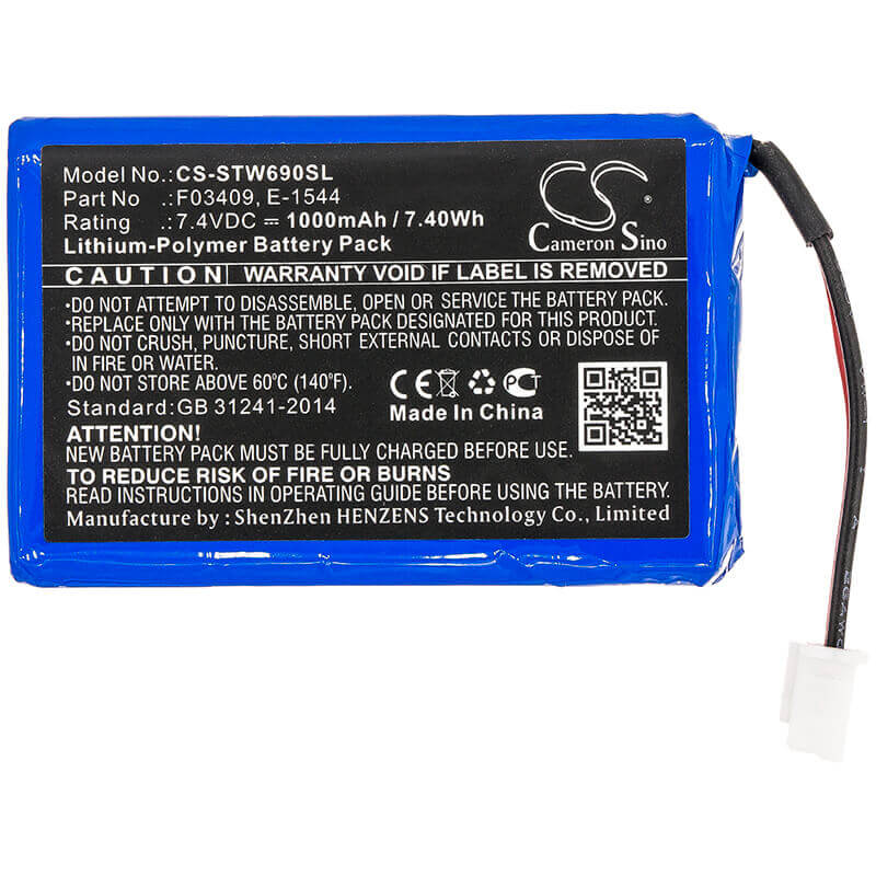 7.4V, Li-Polymer, 1000mAh, Equipment battery fits Satlink, E-1544, WS-6906, Ws-6908, 7.4Wh Equipment, Survey, Test Cameron Sino Technology Limited