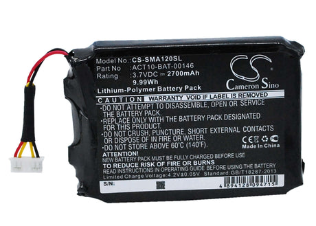3.7V, Li-Polymer, 2700mAh, GPS battery fits Satmap, 1s2pe583759-02x, Active 10, Active 12, 9.99Wh GPS, Navigator Cameron Sino Technology Limited