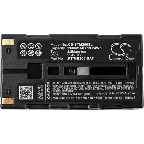 7.4V, Li-ion, 2600mAh, Portable Printer battery fits Sato, Pt/mb200-bat, Mb200, Mb200i, 19.24Wh Portable Printer Cameron Sino Technology Limited