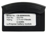 Battery For Sennheiser Bw900, Bw900bat 3.7v, 170mah - 0.63wh Batteries for Electronics Cameron Sino Technology Limited (Suspended)   