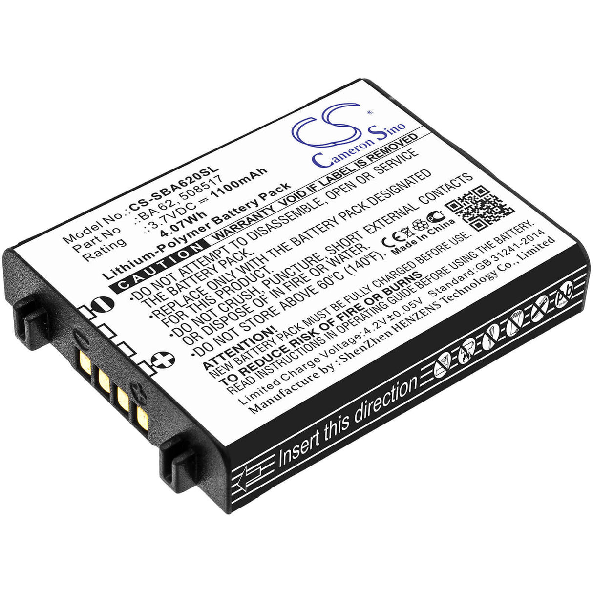 3.7V, Li-Polymer, 1100mAh, Headset battery fits Sennheiser, 508517, L 6000, Lm 6062, 4.07Wh Wireless Headset Cameron Sino Technology Limited