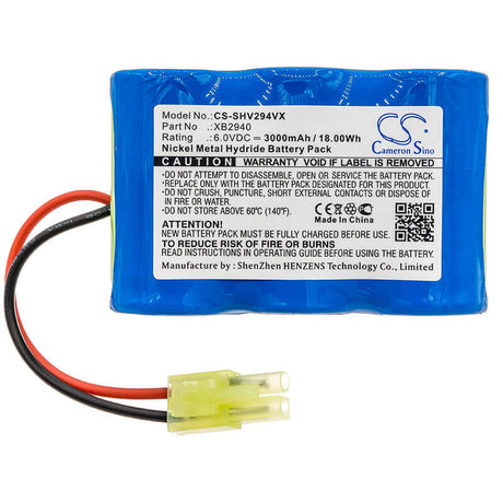 6.0V, Ni-MH, 3000mAh, Vacuum battery fits Shark, V1940, V2940, V2940c, 18.00Wh Vacuum Cameron Sino Technology Limited