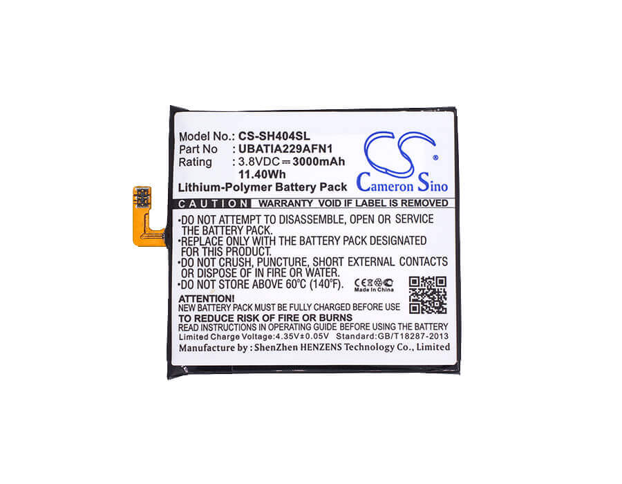 3.8V, Li-Polymer, 3000mAh, SmartPhone battery fits Sharp, Ubatia229afn1, Aquos Shl23, Aquos Xx-y, 11.4Wh Mobile, SmartPhone Cameron Sino Technology Limited (Suspended)