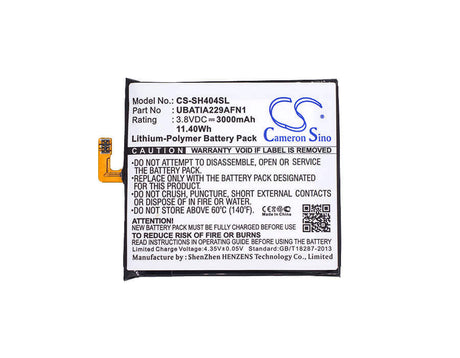 3.8V, Li-Polymer, 3000mAh, SmartPhone battery fits Sharp, Ubatia229afn1, Aquos Shl23, Aquos Xx-y, 11.4Wh Mobile, SmartPhone Cameron Sino Technology Limited (Suspended)