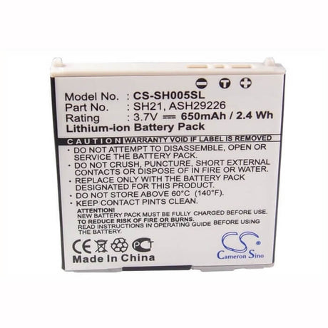 3.7V, Li-ion, 650mAh, SmartPhone battery fits Sharp, Ash29226, Sh-01b, Sh-02a, 2.41Wh Mobile, SmartPhone Cameron Sino Technology Limited (Suspended)