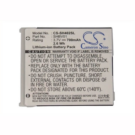 3.7V, Li-ion, 700mAh, SmartPhone battery fits Softbank, Sharp, Shbv01, V402sh, 2.59Wh Mobile, SmartPhone Cameron Sino Technology Limited (Smartphone)