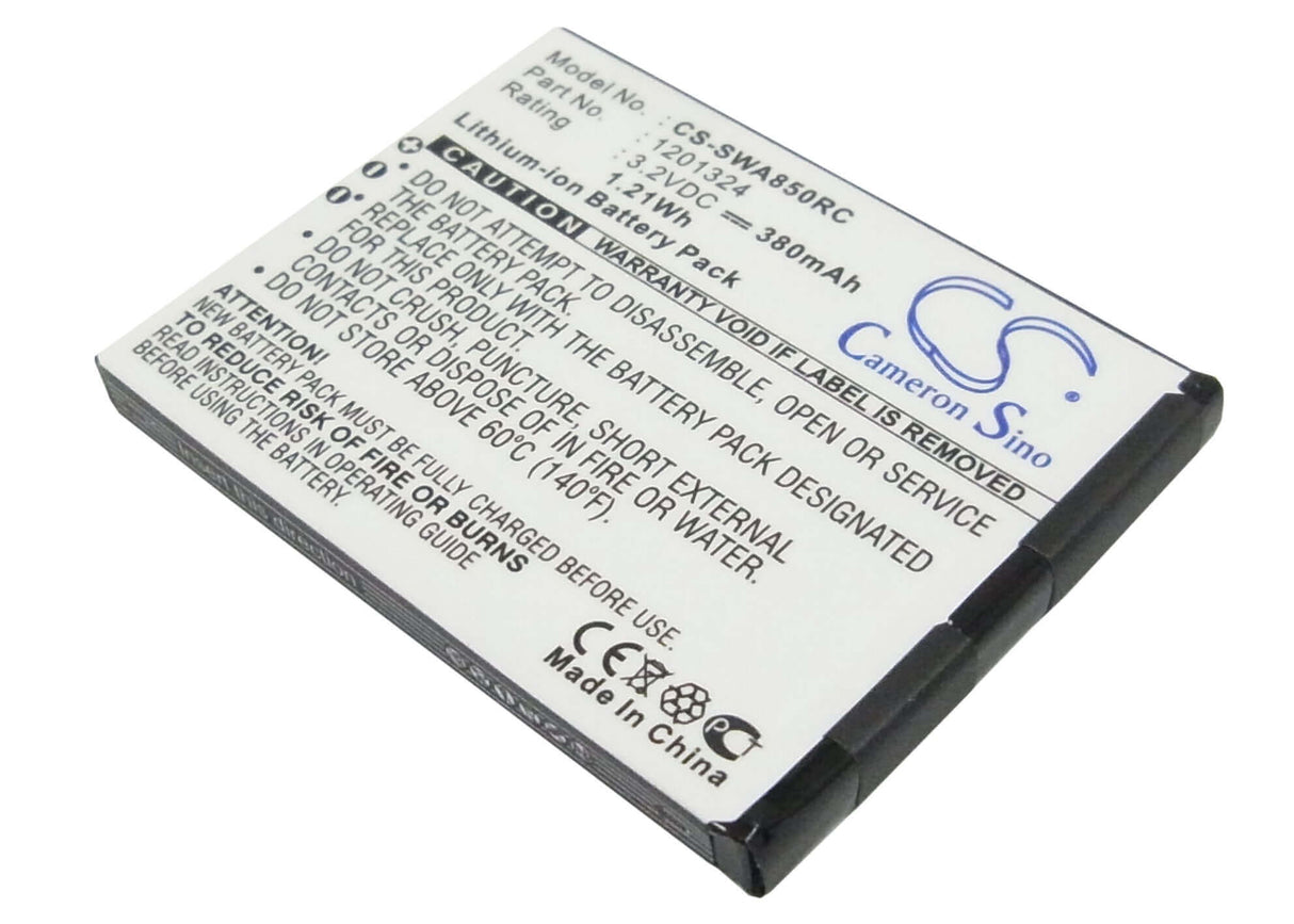 3.2V, Li-ion, 380mAh, Hotspot battery fits Sierra Wireless, 1201324, Aircard 595u, Aircard 875u, 1.22Wh Hotspot Cameron Sino Technology Limited