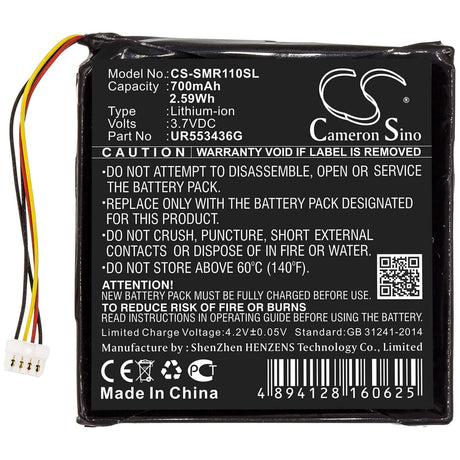 3.7V, Li-ion, 700mAh, GPS battery fits Sigma, Ur553436g, Rox 11, 2.59Wh GPS, Navigator Cameron Sino Technology Limited