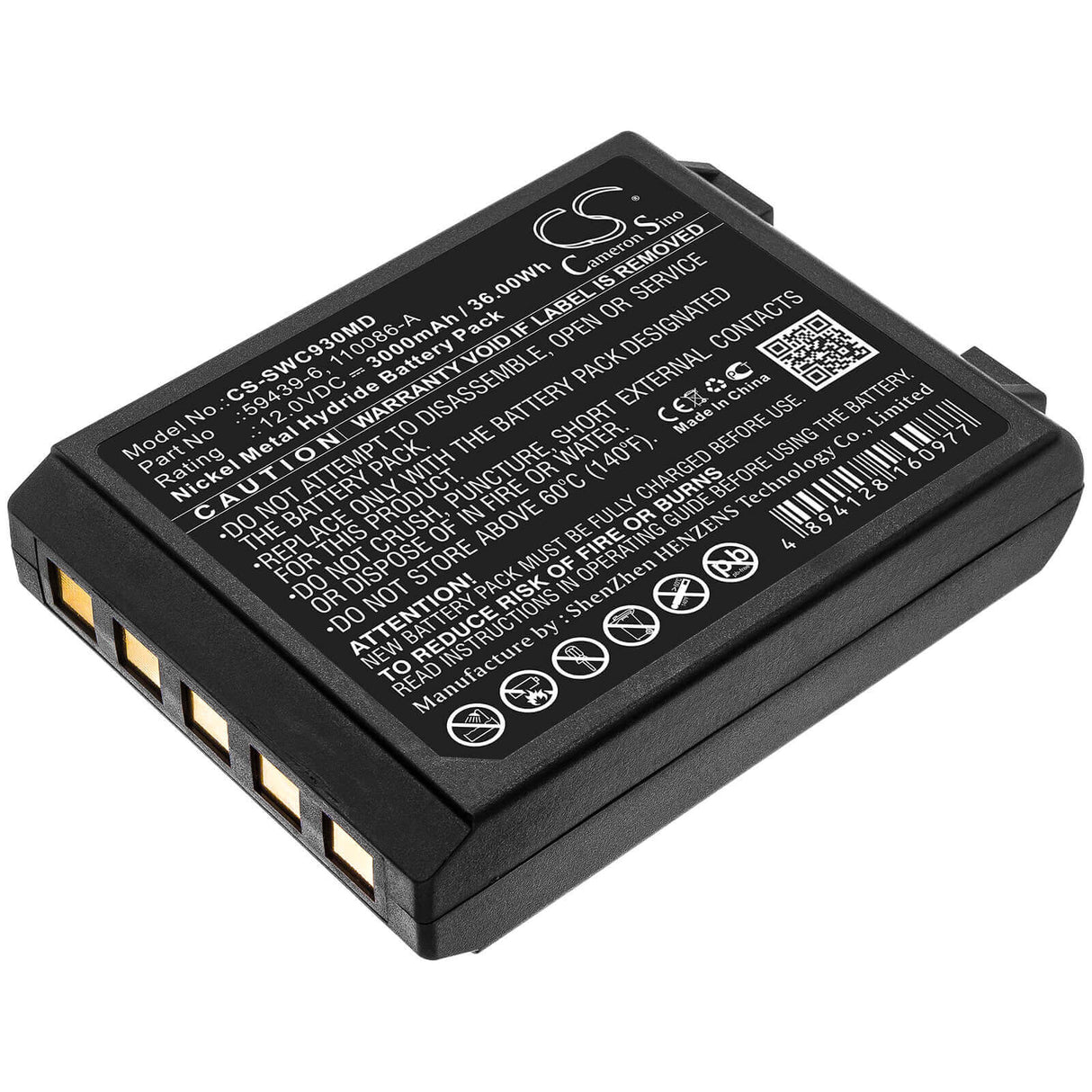 12.0V, Ni-MH, 3000mAh, Medical battery fits Artema, Simonson-wheel, 110086-a, Cardio Aid 100, 36.00Wh Medical Cameron Sino Technology Limited (Medical)