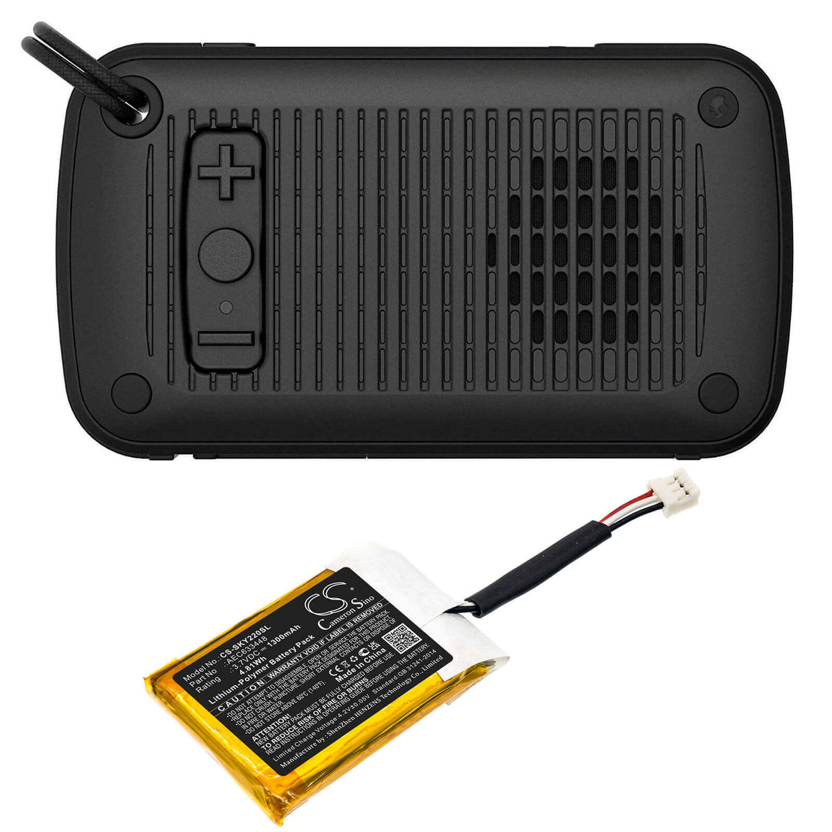 3.7V, Li-Polymer, 1300mAh, Speaker battery fits Skullcandy, Ambush, Y22-sk2013008, 4.81Wh Speaker Cameron Sino Technology Limited