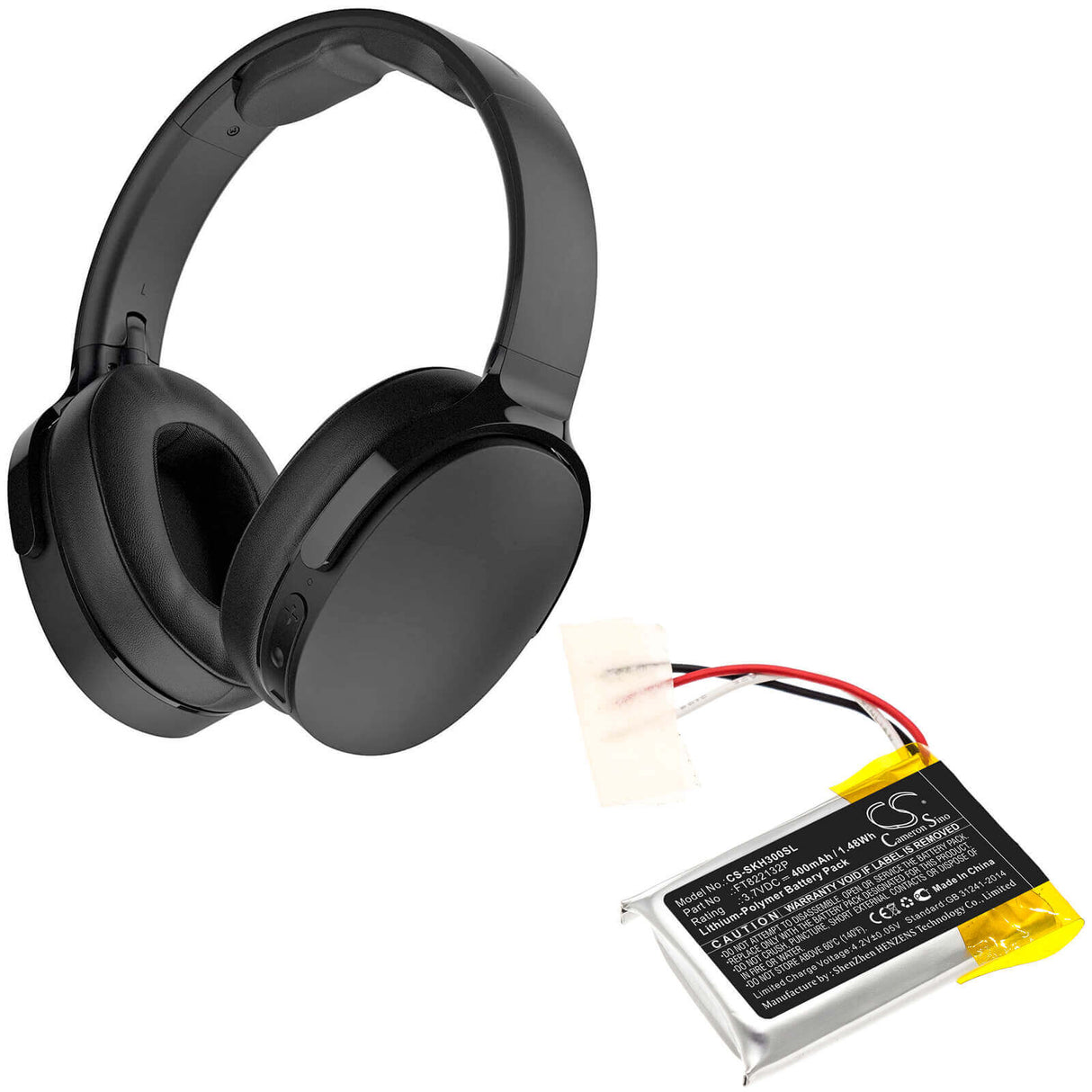 3.7V, Li-Polymer, 400mAh, Headset battery fits Skullcandy, Ft822132p, Hesh 3, 1.48Wh Wireless Headset Cameron Sino Technology Limited