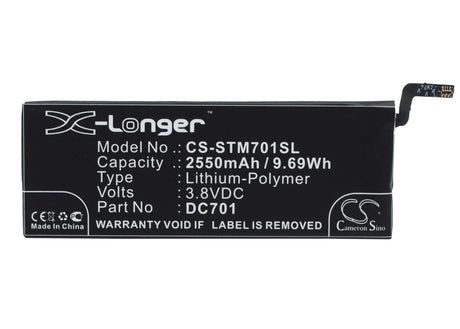 3.8V, Li-Polymer, 2550mAh, SmartPhone battery fits Smartisan, Dc701, Sm701, Sm705, 9.69Wh Mobile, SmartPhone Cameron Sino Technology Limited (Suspended)