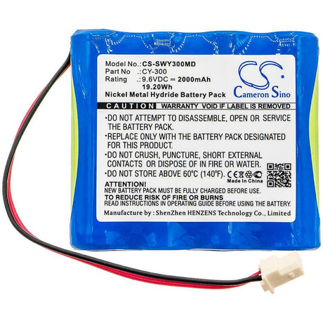 9.6V, Ni-MH, 2000mAh, Medical battery fits Smiths, Cy-300, 19.20Wh Medical Cameron Sino Technology Limited (Medical)