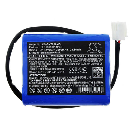 11.1V, Li-ion, 2600mAh, Medical battery fits Solaris, Lr18650p-1p3s, Nt2a, 28.86Wh Medical Cameron Sino Technology Limited (Medical)