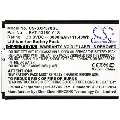 3.8V, Li-ion, 3000mAh, SmartPhone battery fits Sonim, Bat-03180-01s, Xp5, Xp5700, 11.4Wh Mobile, SmartPhone Cameron Sino Technology Limited (Smartphone)