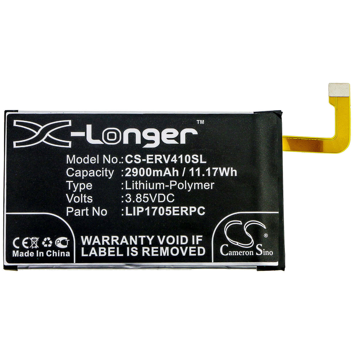 3.85V, Li-Polymer, 2900mAh, SmartPhone battery fits Sony, Lip1705erpc, 901so, J8210, 11.17Wh Mobile, SmartPhone Cameron Sino Technology Limited (Smartphone)