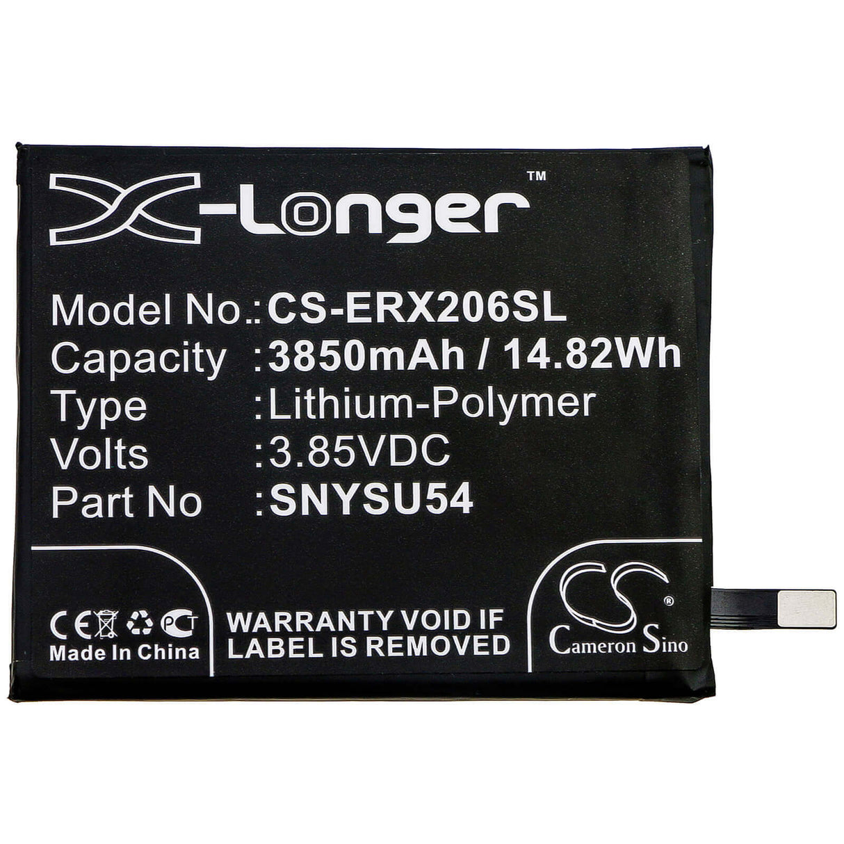 3.85V, Li-Polymer, 3850mAh, SmartPhone battery fits Sony, Snysu54, A002so, Pdx-203, 14.82Wh Mobile, SmartPhone Cameron Sino Technology Limited (Smartphone)