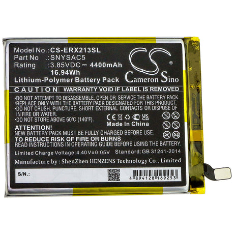 3.85V, Li-Polymer, 4400mAh, SmartPhone battery fits Sony, Snysac5, A102so, Pdx-213, 16.94Wh Mobile, SmartPhone Cameron Sino Technology Limited (Smartphone)