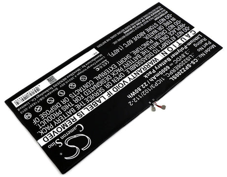 3.8V, Li-Polymer, 6000mAh, Tablet battery fits Sony, 1277-3631.1b, Castor, Sgp511, 22.80Wh Tablet Cameron Sino Technology Limited