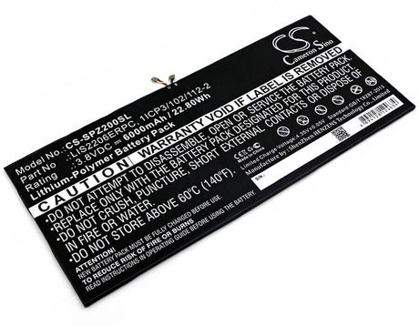 3.8V, Li-Polymer, 6000mAh, Tablet battery fits Sony, 1277-3631.1b, Castor, Sgp511, 22.80Wh Tablet Cameron Sino Technology Limited