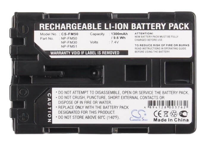 7.4V, Li-ion, 1300mAh, Camera battery fits Sony, Np-fm30, Ccd-tr108, Ccd-tr208, 9.62Wh Camera Cameron Sino Technology Limited (Camera)