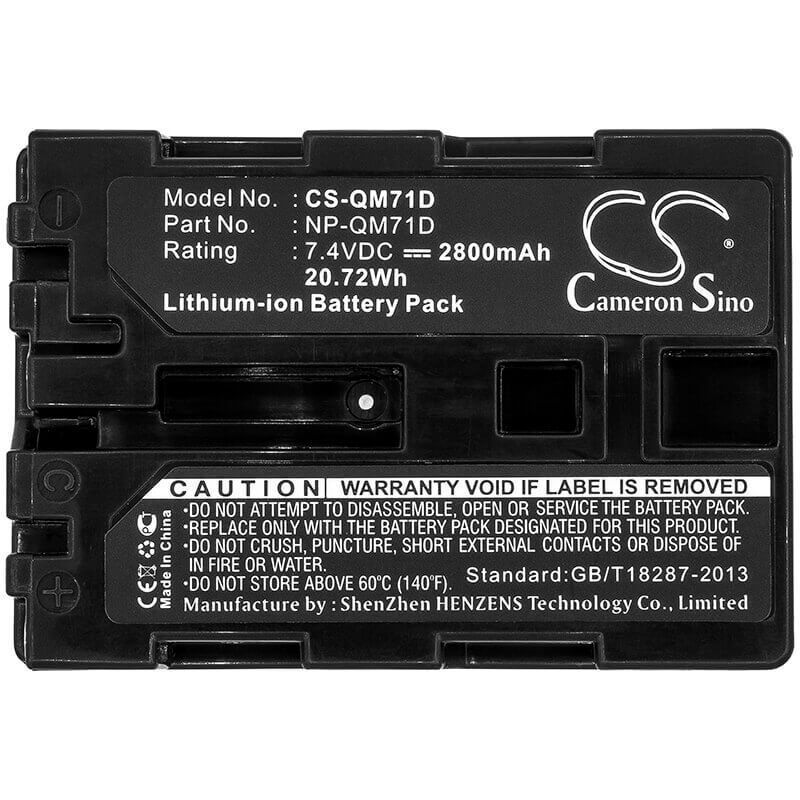 7.4V, Li-ion, 2800mAh, Camera battery fits Sony, Np-qm71d, Ccd-trv108, Ccd-trv108e, 20.72Wh Camera Cameron Sino Technology Limited (Camera)