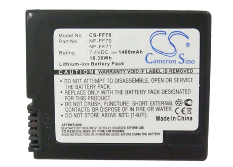 7.4V, Li-ion, 1400mAh, Camera battery fits Sony, Np-ff70, Ccd-trv108, Ccd-trv118, 10.36Wh Camera Cameron Sino Technology Limited (Camera)