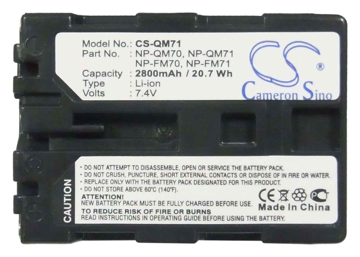 7.4V, Li-ion, 2800mAh, Camera battery fits Sony, Np-fm70, Ccd-trv108, Ccd-trv118, 20.72Wh Camera Cameron Sino Technology Limited (Camera)