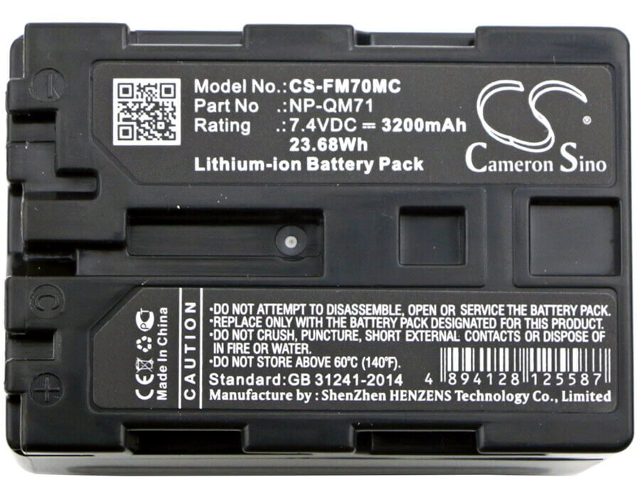 7.4V, Li-ion, 3200mAh, Camera battery fits Sony, Np-fm70, Ccd-trv108, Ccd-trv118, 23.68Wh Camera Cameron Sino Technology Limited (Camera)