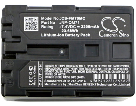 7.4V, Li-ion, 3200mAh, Camera battery fits Sony, Np-fm70, Ccd-trv108, Ccd-trv118, 23.68Wh Camera Cameron Sino Technology Limited (Camera)