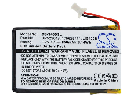 3.7V, Li-Polymer, 850mAh, PDA battery fits Sony, 175625411, Clie Peg-t400, Clie Peg-t410, 3.15Wh PDA, Pocket PC Cameron Sino Technology Limited