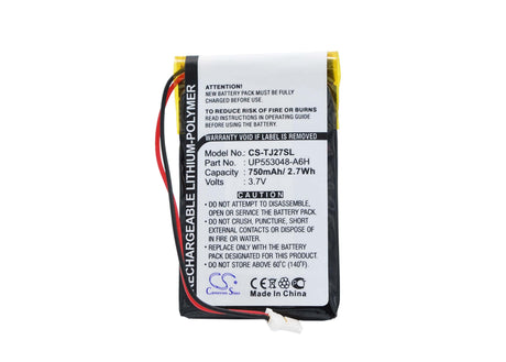 3.7V, Li-Polymer, 750mAh, PDA battery fits Sony, Up553048-a6h, Clie Peg-tj27, Clie Peg-tj37, 2.78Wh PDA, Pocket PC Cameron Sino Technology Limited