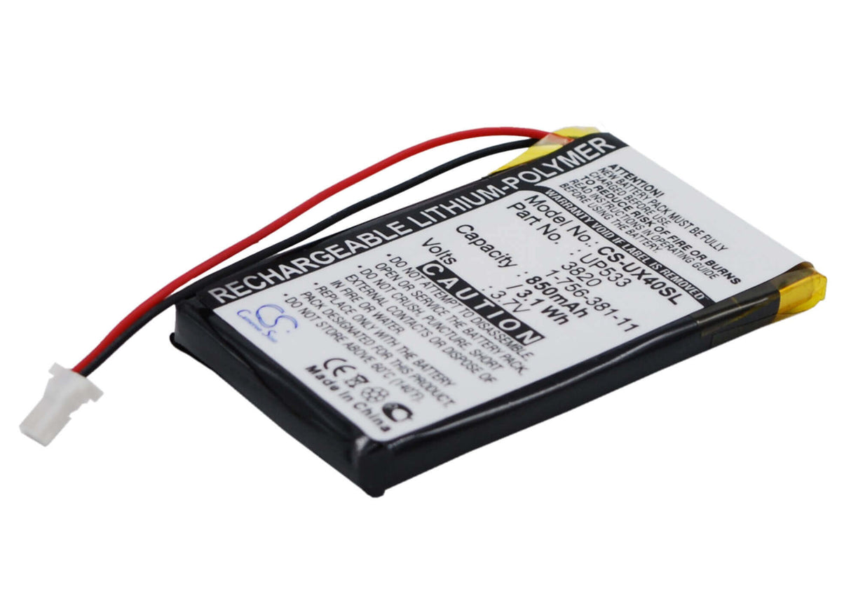 3.7V, Li-Polymer, 850mAh, PDA battery fits Sony, 1-756-381-11, Clie Peg-ux40, Clie Peg-ux50, 3.15Wh PDA, Pocket PC Cameron Sino Technology Limited