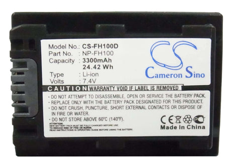 7.4V, Li-ion, 3300mAh, Camera battery fits Sony, Np-fh100, Cr-hc51e, Dcr-30, 24.42Wh Camera Cameron Sino Technology Limited (Camera)