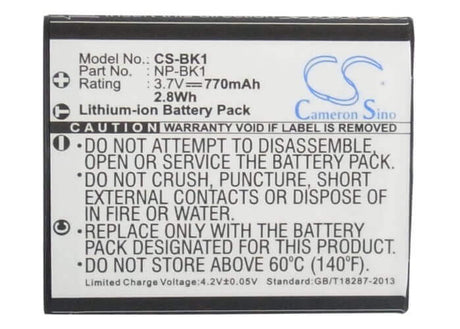 3.7V, Li-ion, 770mAh, Camera battery fits Sony, Np-bk1, Cyber-shot Dsc-s950p, Cyber-shot Dsc-s950s, 2.849Wh Camera Cameron Sino Technology Limited (Camera)
