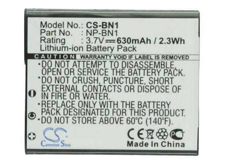 3.7V, Li-ion, 630mAh, Camera battery fits Sony, Np-bn, Cyber-shot Dsc-t110p, Cyber-shot Dsc-t110s, 2.331Wh Camera Cameron Sino Technology Limited (Camera)