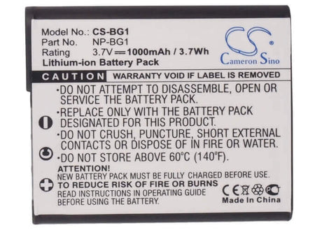 3.7V, Li-ion, 1000mAh, Camera battery fits Sony, Np-bg1, Cyber-shot Dsc-w170/, Cyber-shot Dsc-w35, 3.7Wh Camera Cameron Sino Technology Limited (Camera)