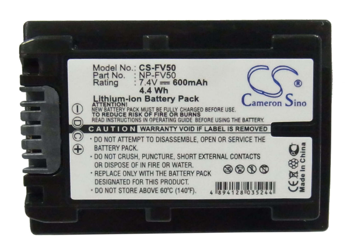 7.4V, Li-ion, 600mAh, Camera battery fits Sony, Np-fv50, Dcr-dvd403, Dcr-dvd505, 4.44Wh Camera Cameron Sino Technology Limited (Camera)